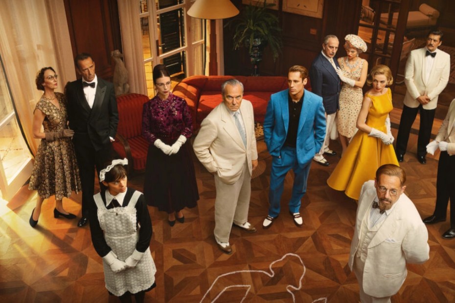 Official poster for Netflix’s The Final Problem, featuring the lead cast in a classic Agatha Christie-style mystery setting.
