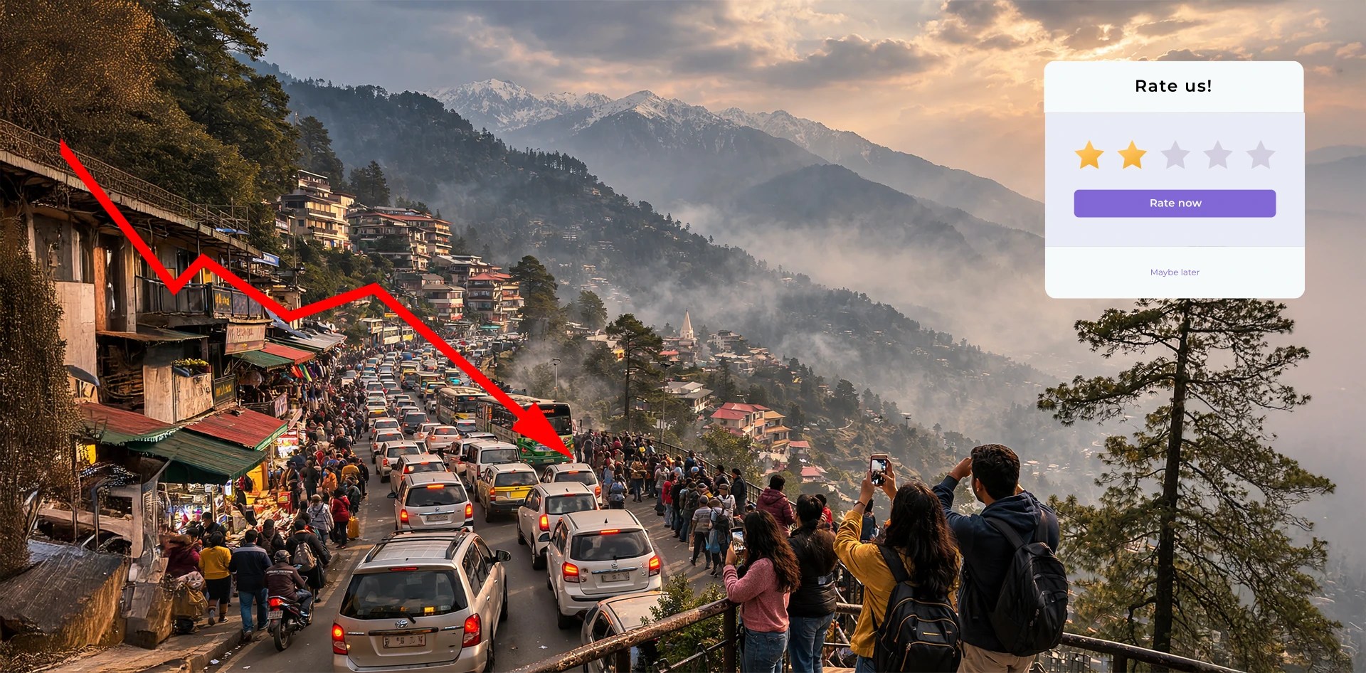 Are India’s Hill Stations Still Clean? Overtourism and traffic congestion in a crowded Himalayan hill station raising concerns about air quality and sustainability.