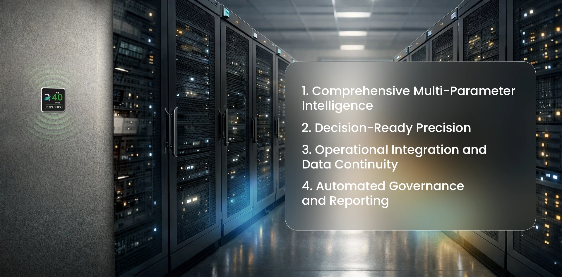 Environmental Intelligence in Data Centers with multi parameter monitoring, real time sensors, and automated reporting in server rooms