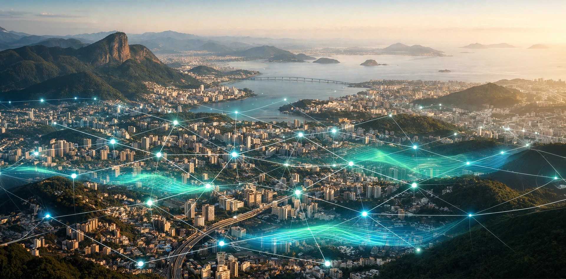 Hyperlocal environmental intelligence network across a Brazilian city connecting sensors to monitor air quality and climate conditions in real time.