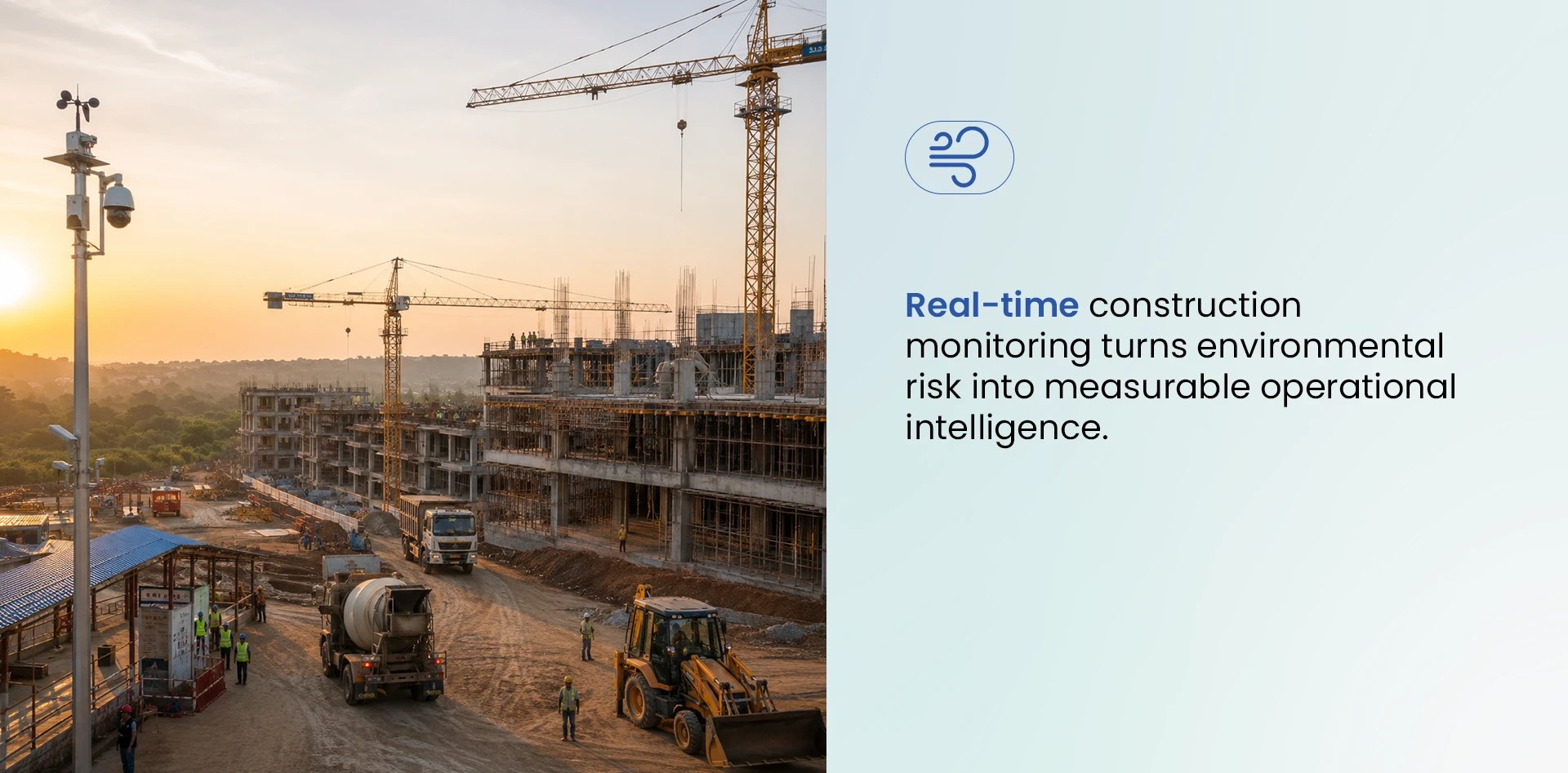Construction Air Quality Monitoring system deployed at an active infrastructure site with real time environmental sensing and operational intelligence.