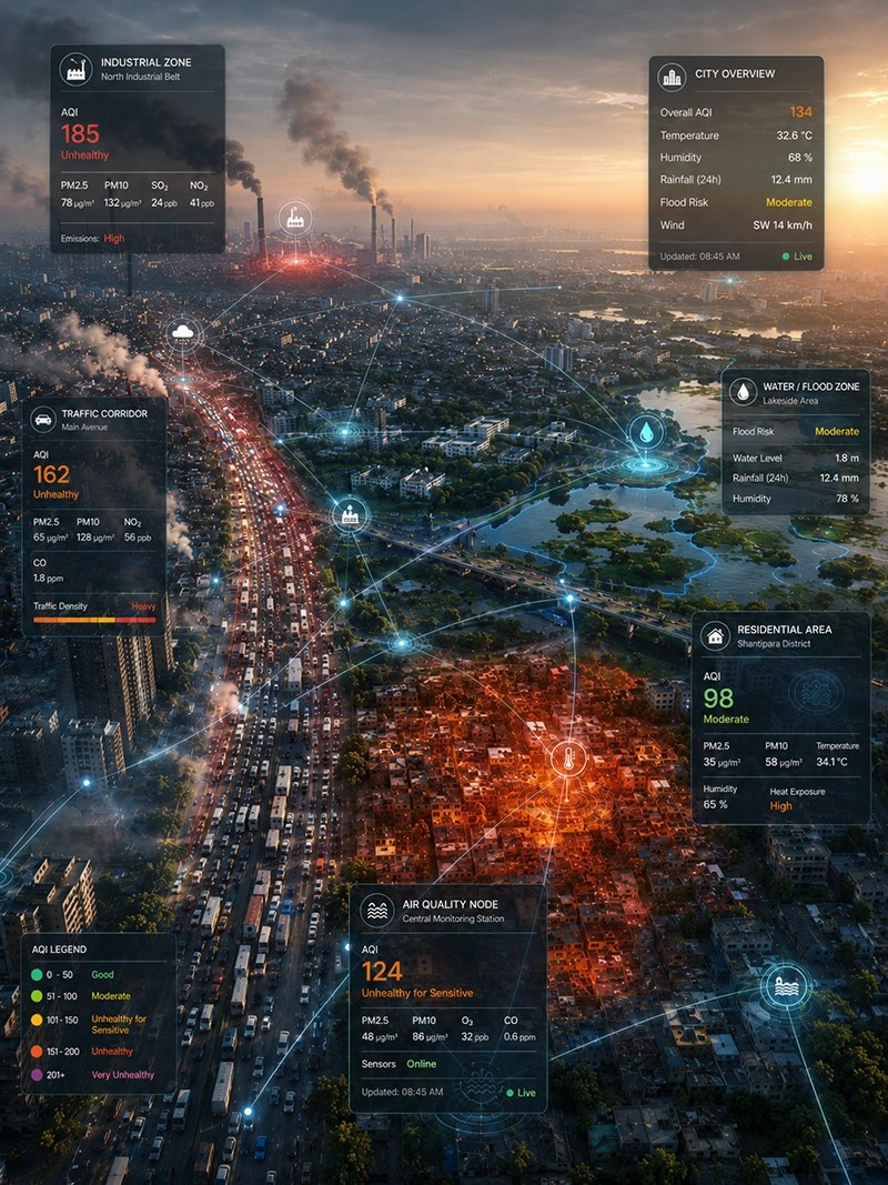 Connected environmental monitoring for smart city resilience