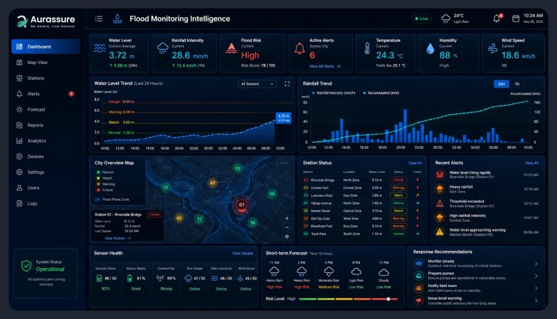 Aurassure flood monitoring dashboard