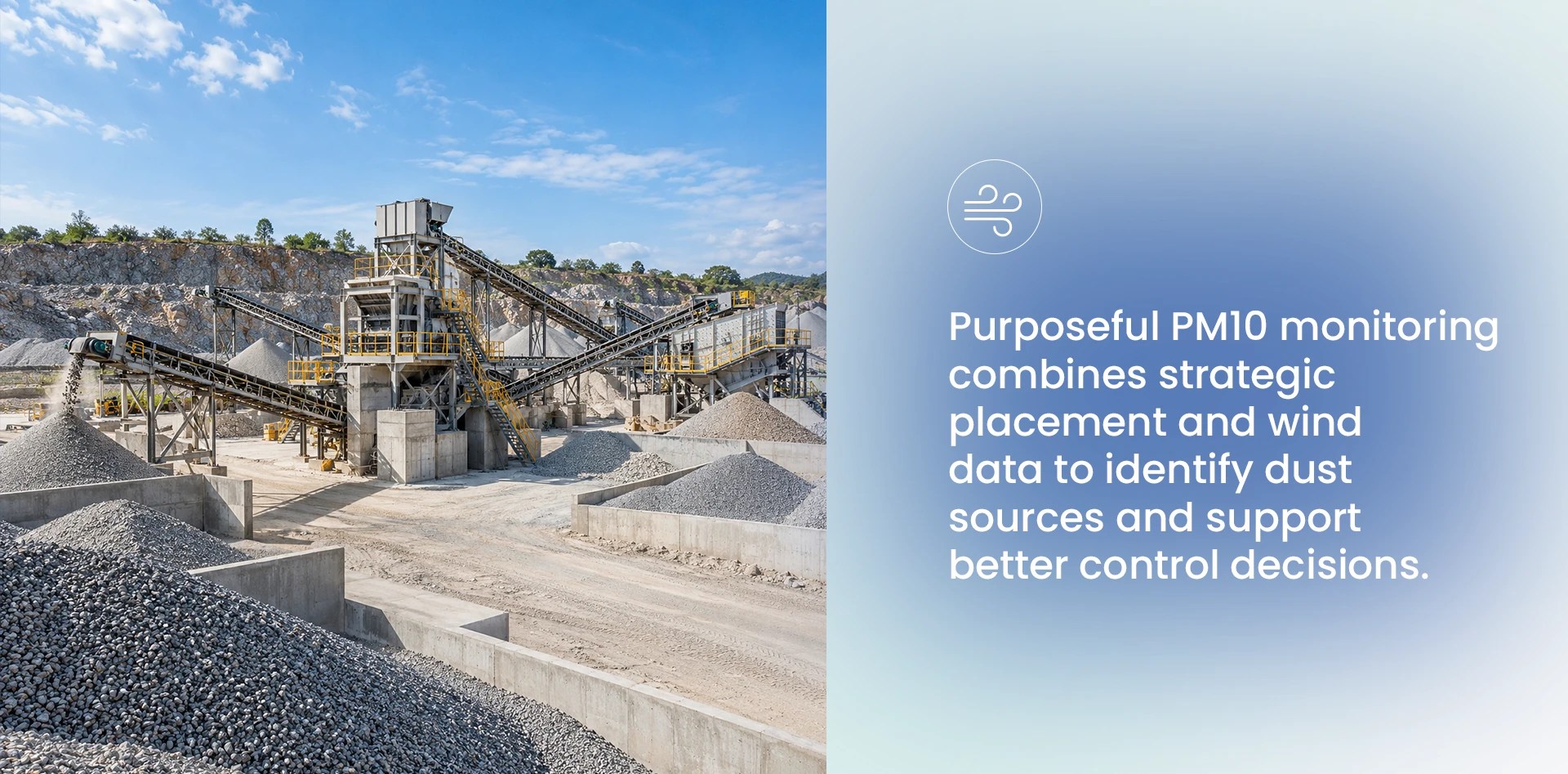 PM10 monitoring around stone crushers using strategic sensor placement and wind data to identify dust sources
