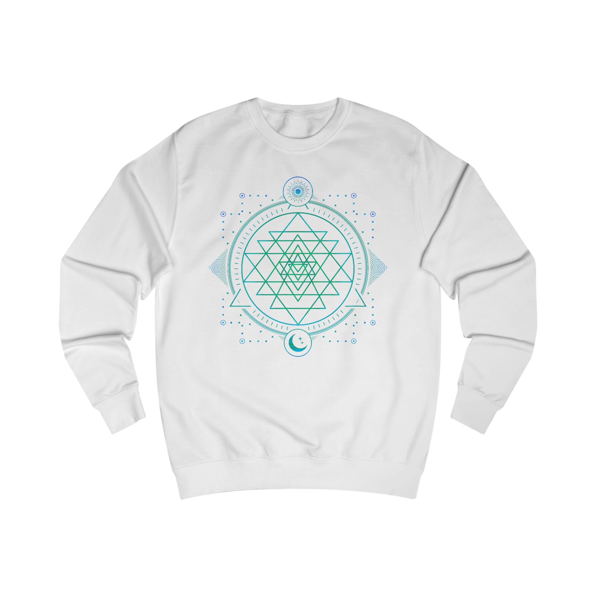 Sacred Geometry Sweatshirt — Sri Yantra Mystic Chakra Design