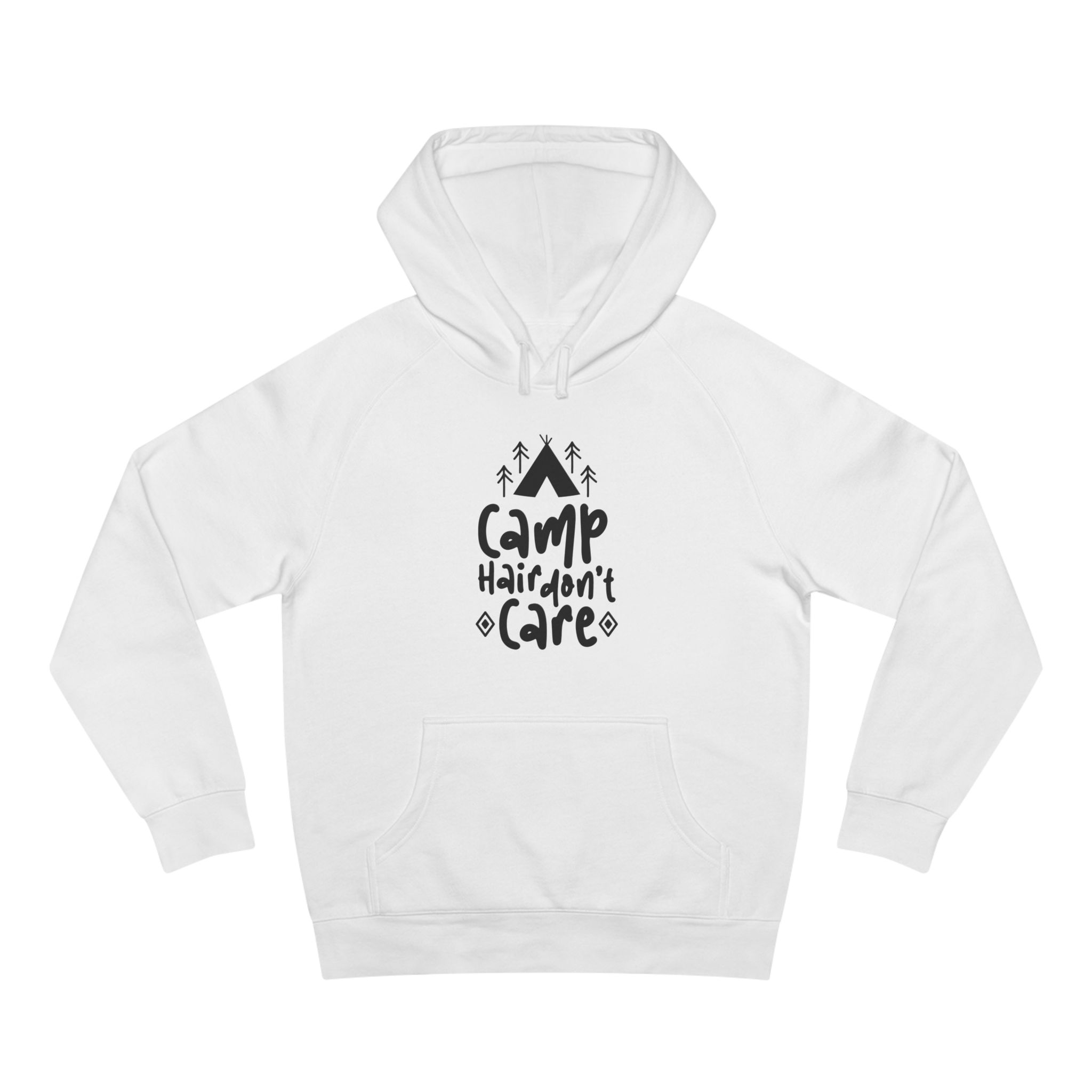 Camping Hoodie - "Camp Hair Don't Care" Graphic Hooded Sweatshirt