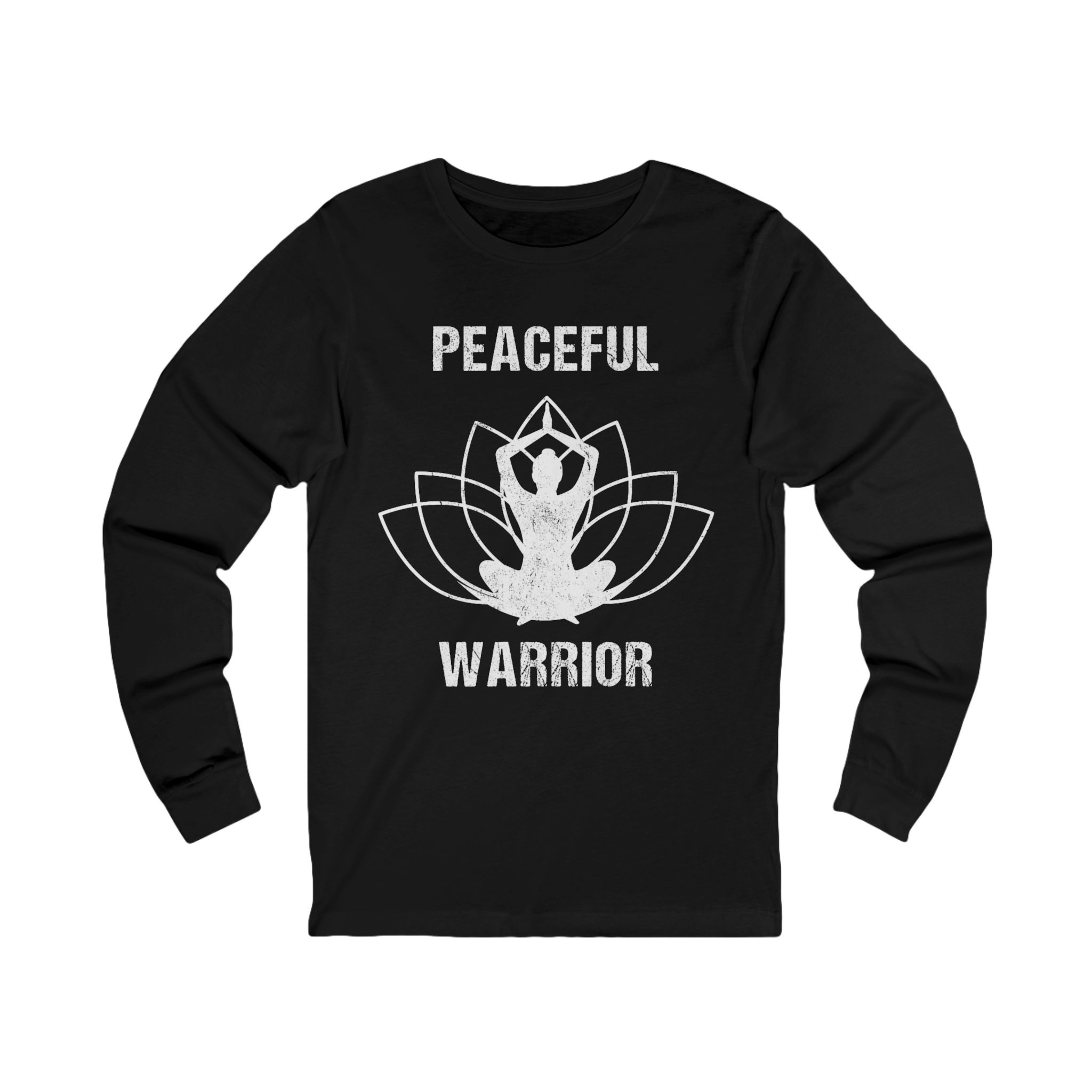 Peaceful Warrior Long Sleeve Tee — Yoga Meditation Lotus Shirt