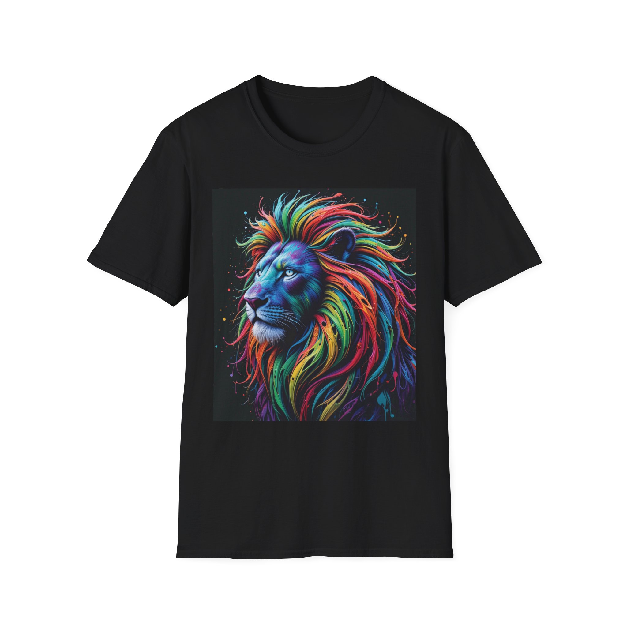 Colorful Lion Graphic T-Shirt — Vibrant Rainbow Mane Tee