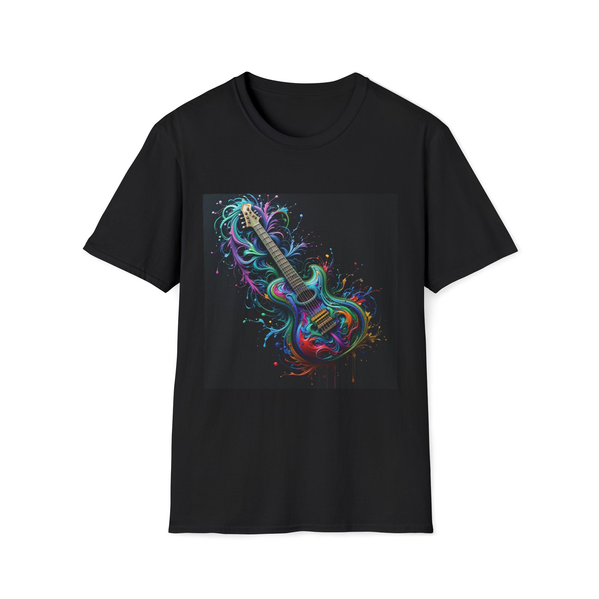 Guitar T-Shirt — Neon Guitar Art Tee Abstract