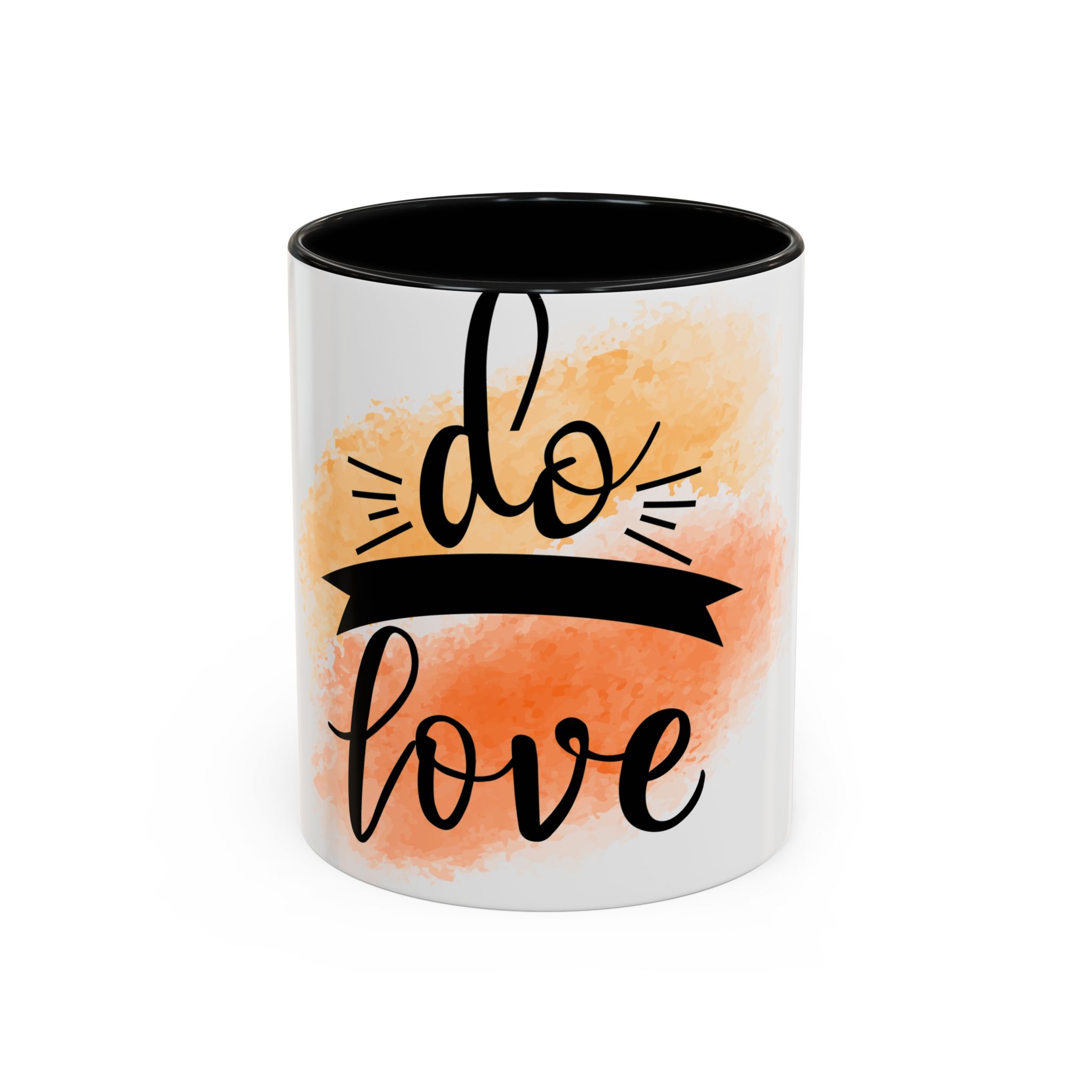 Do Love Accent Coffee Mug — Inspirational Script Mug with Orange Watercolor
