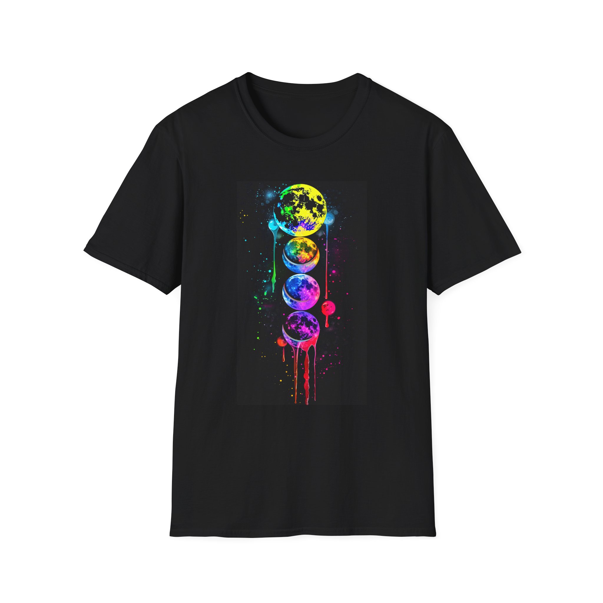 Abstract Planet Galaxy Splash T-Shirt — Colorful Neon Planet Galaxy Graphic Tee