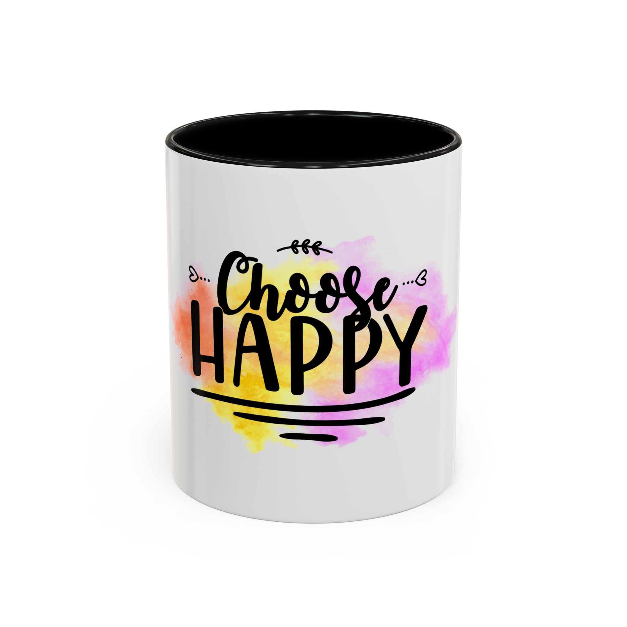 Choose Happy Accent Coffee Mug — Inspirational Colorful Ceramic Mug (11/15oz)