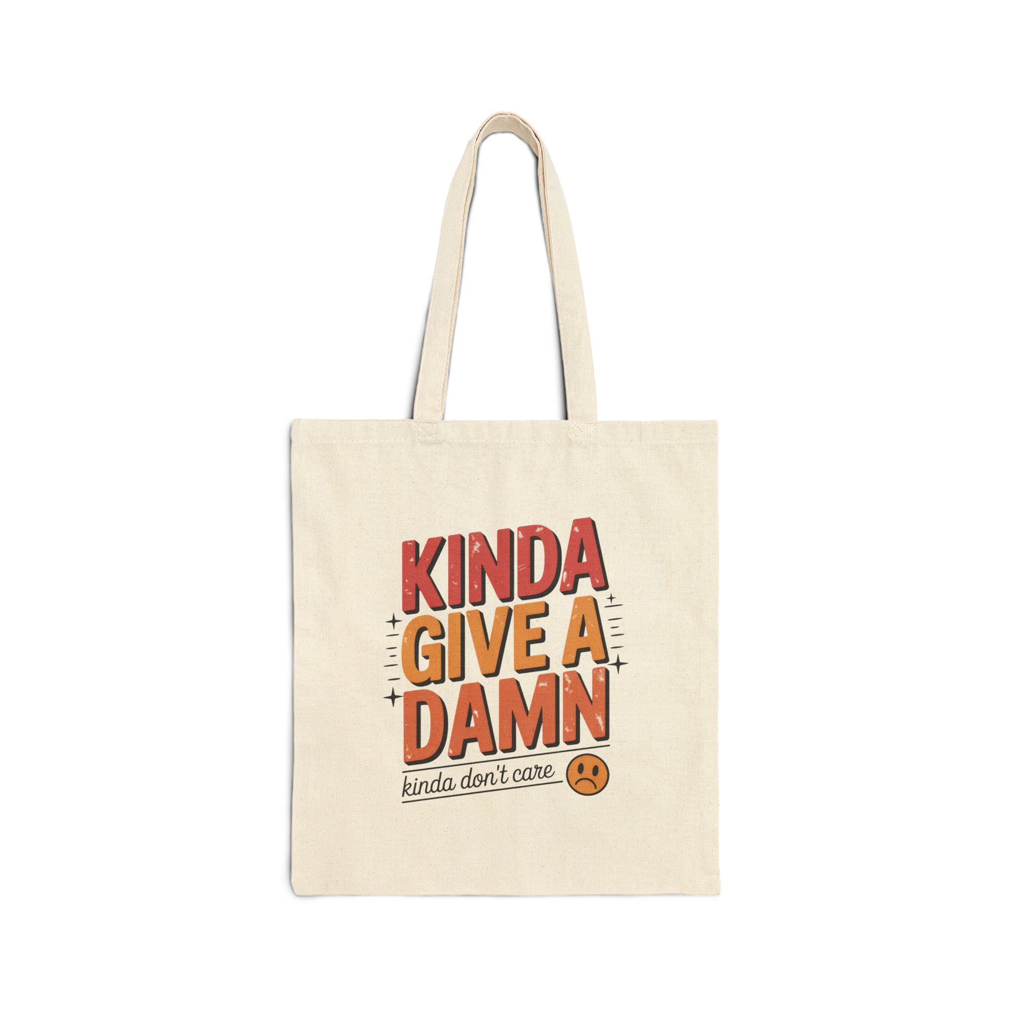 Tote Bag — "Kinda Give a Damn" Retro Graphic Canvas Tote