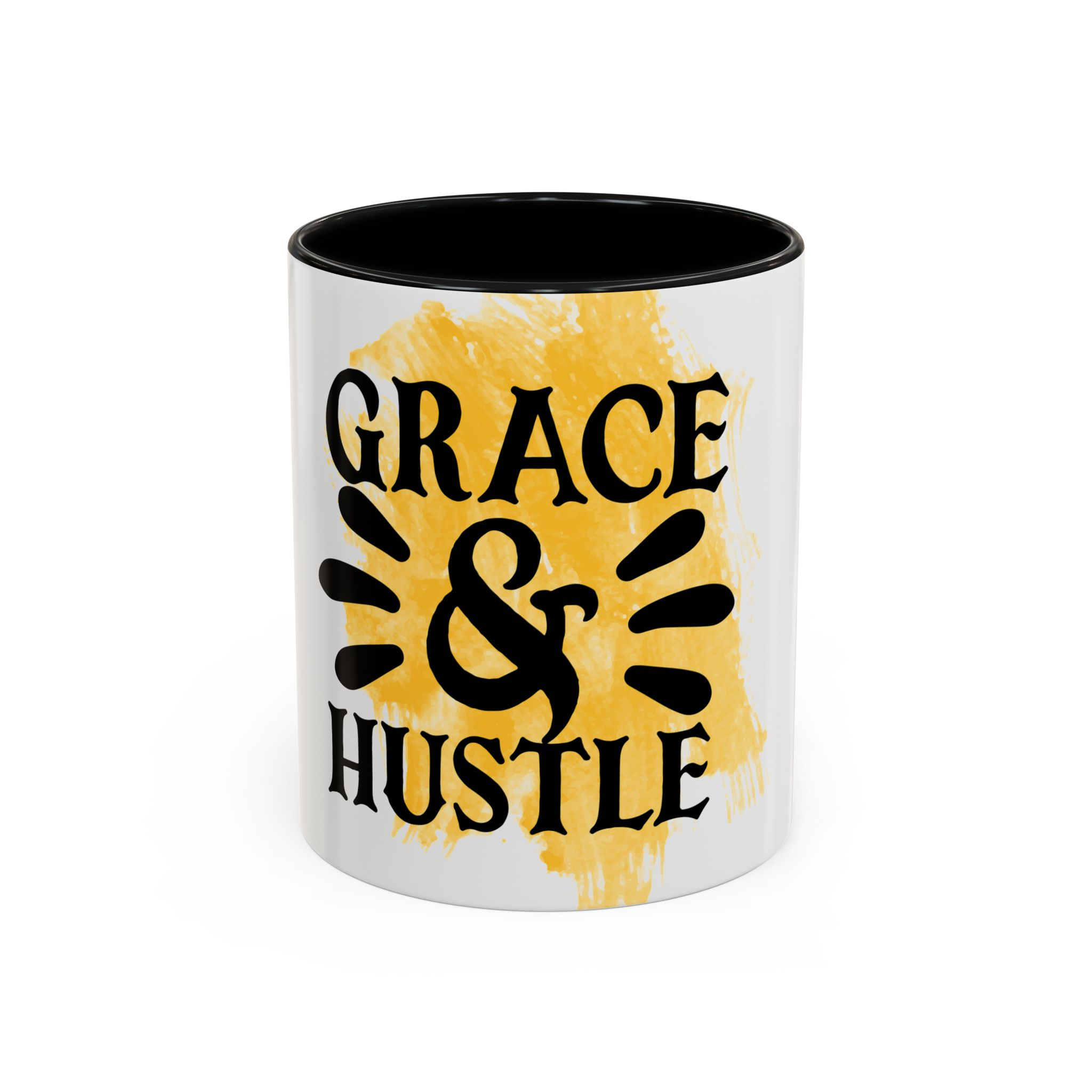 Grace & Hustle Accent Coffee Mug — Inspirational Morning Motivation Mug