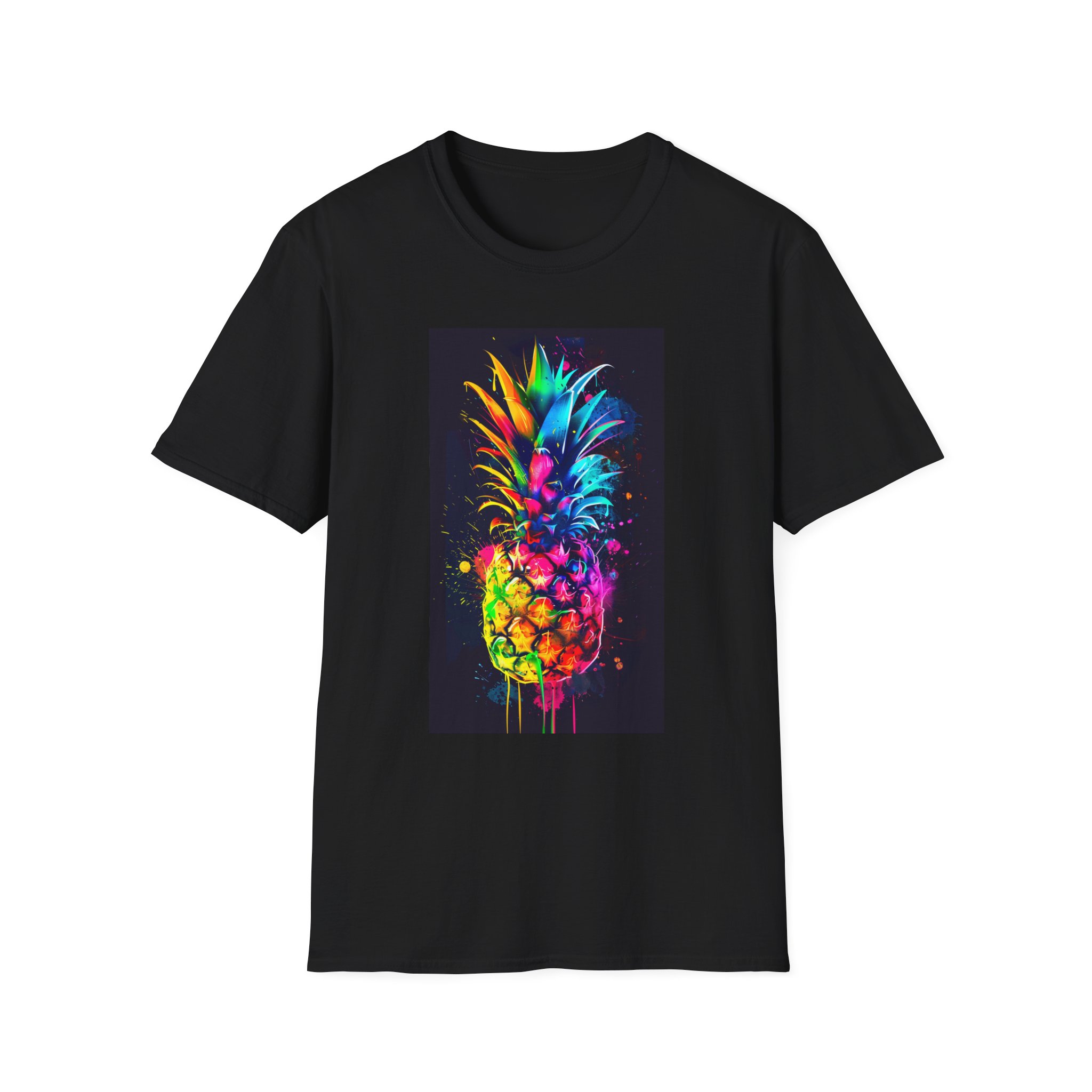 Abstract Neon Rainbow Pineapple T-Shirt — Vibrant Tropical Graphic Tee