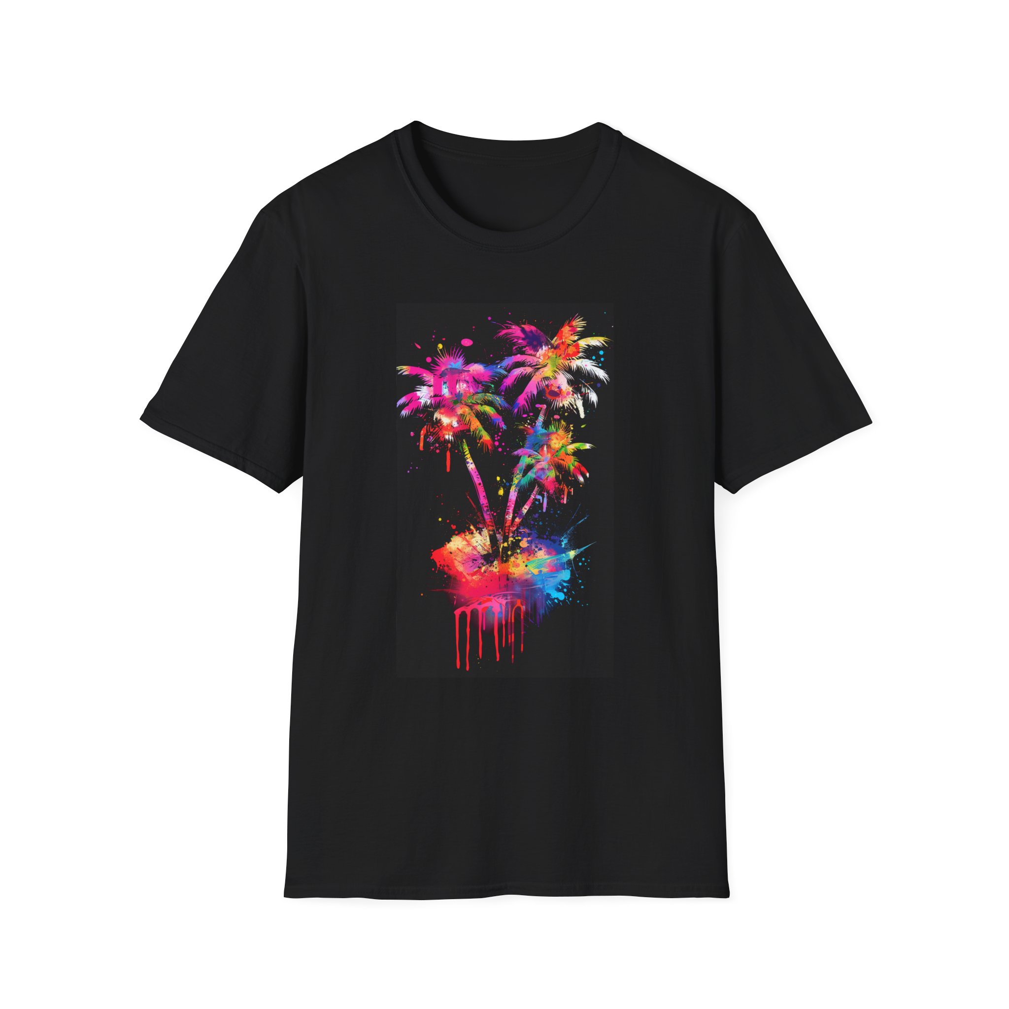 Colorful Palm Tree T-Shirt — Neon Tropical Beach Vibes Tee