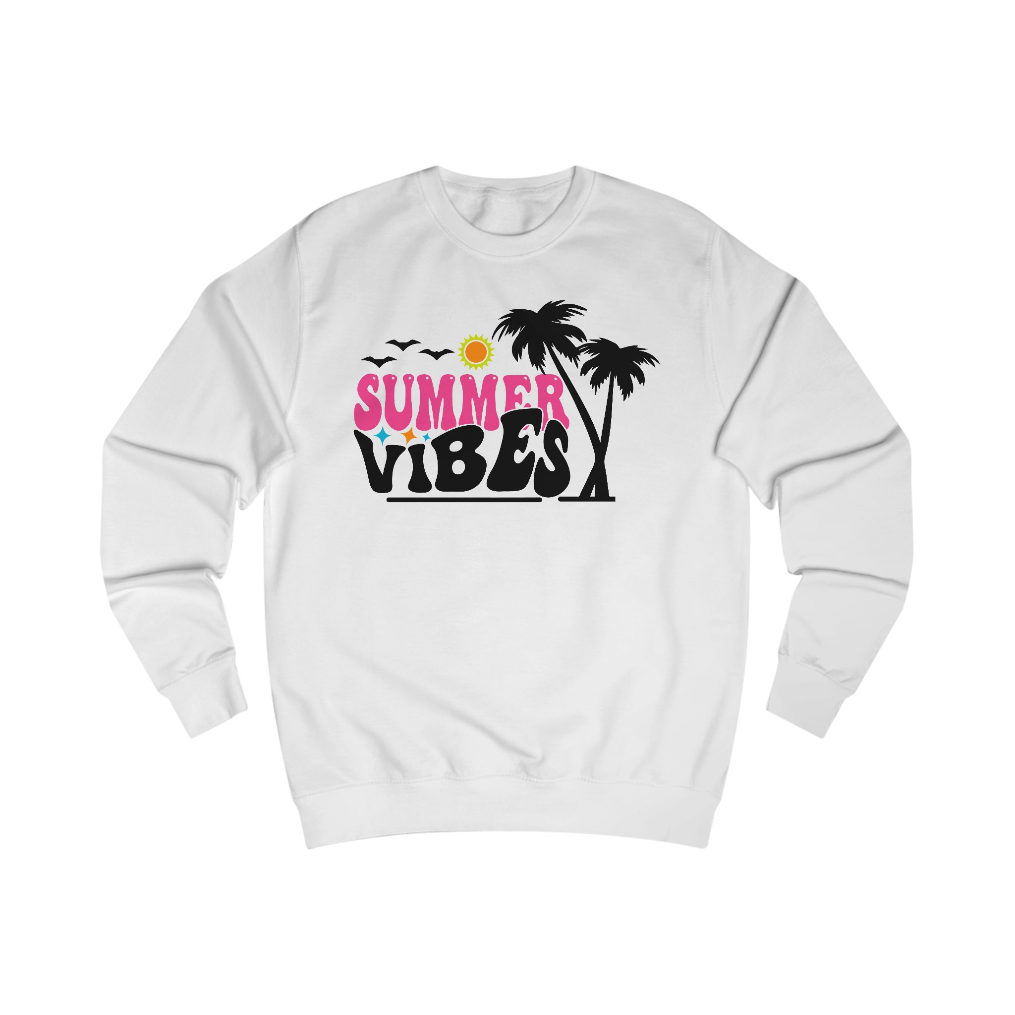 Summer Vibes Sweatshirt — Tropical Palm Tree Beach Graphic