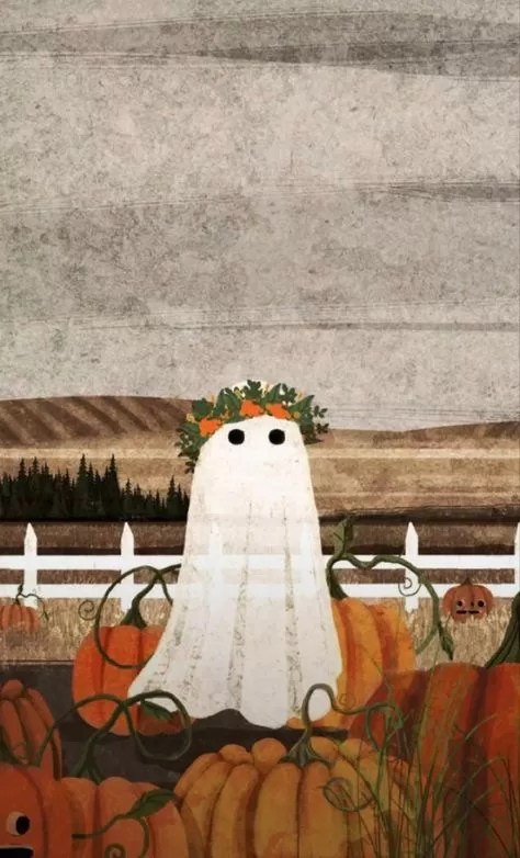 Ghost Sketch Halloween Phone Wallpaper
