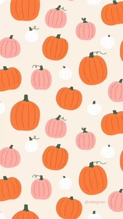 Pink, Orange & White Pumpkin Halloween Phone Wallpaper