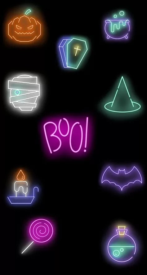 Neon Halloween Phone Wallpaper