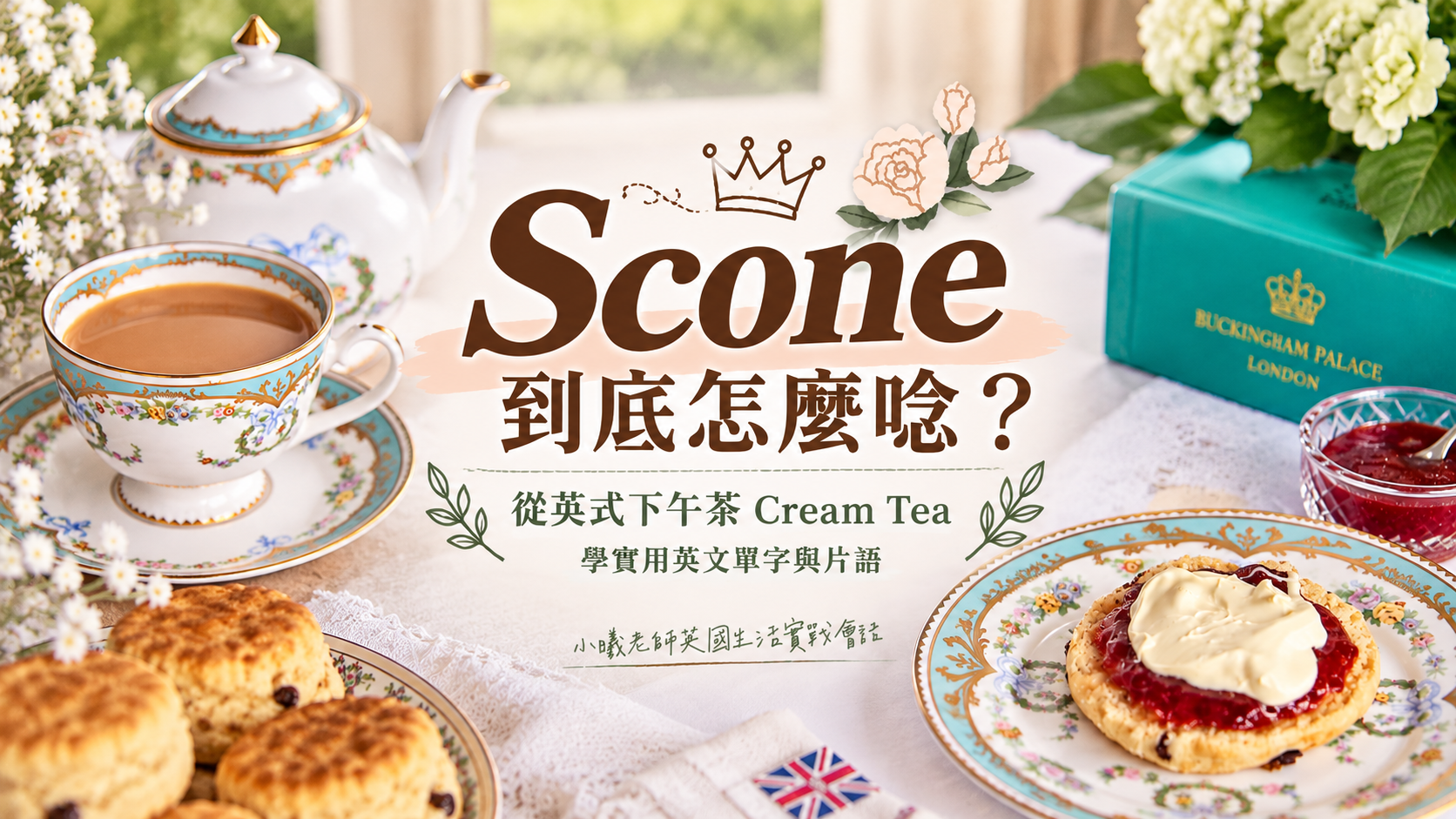 【小曦老師英國生活實戰會話】Scone 到底怎麼唸？從英式下午茶 Cream Tea 學實用英文單字與片語