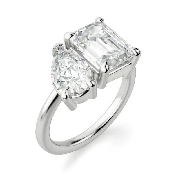 Anel Moissanite Toi et Moi Ouro 18k - Aurora Diamonds Anel Moissanite Toi et Moi Ouro 18k - Aurora Diamonds