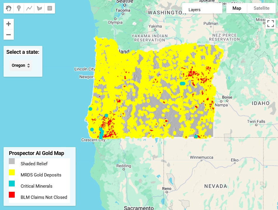 AI Gold Maps Of Oregon By Aurum Meum Prospector Map.