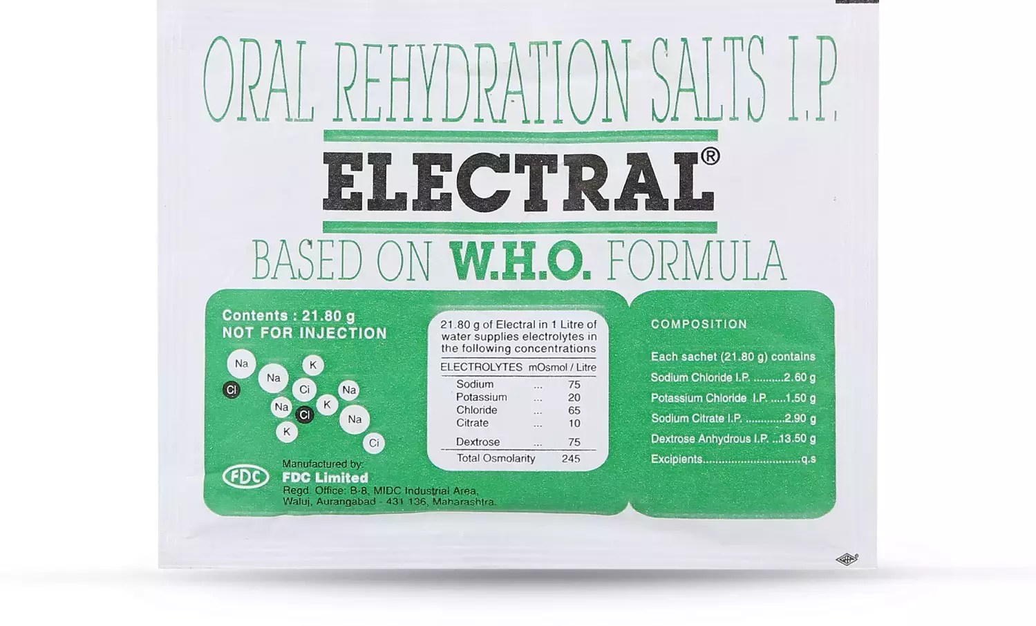 FDC Ltd Electral Powder Unflavoured (21.8g)