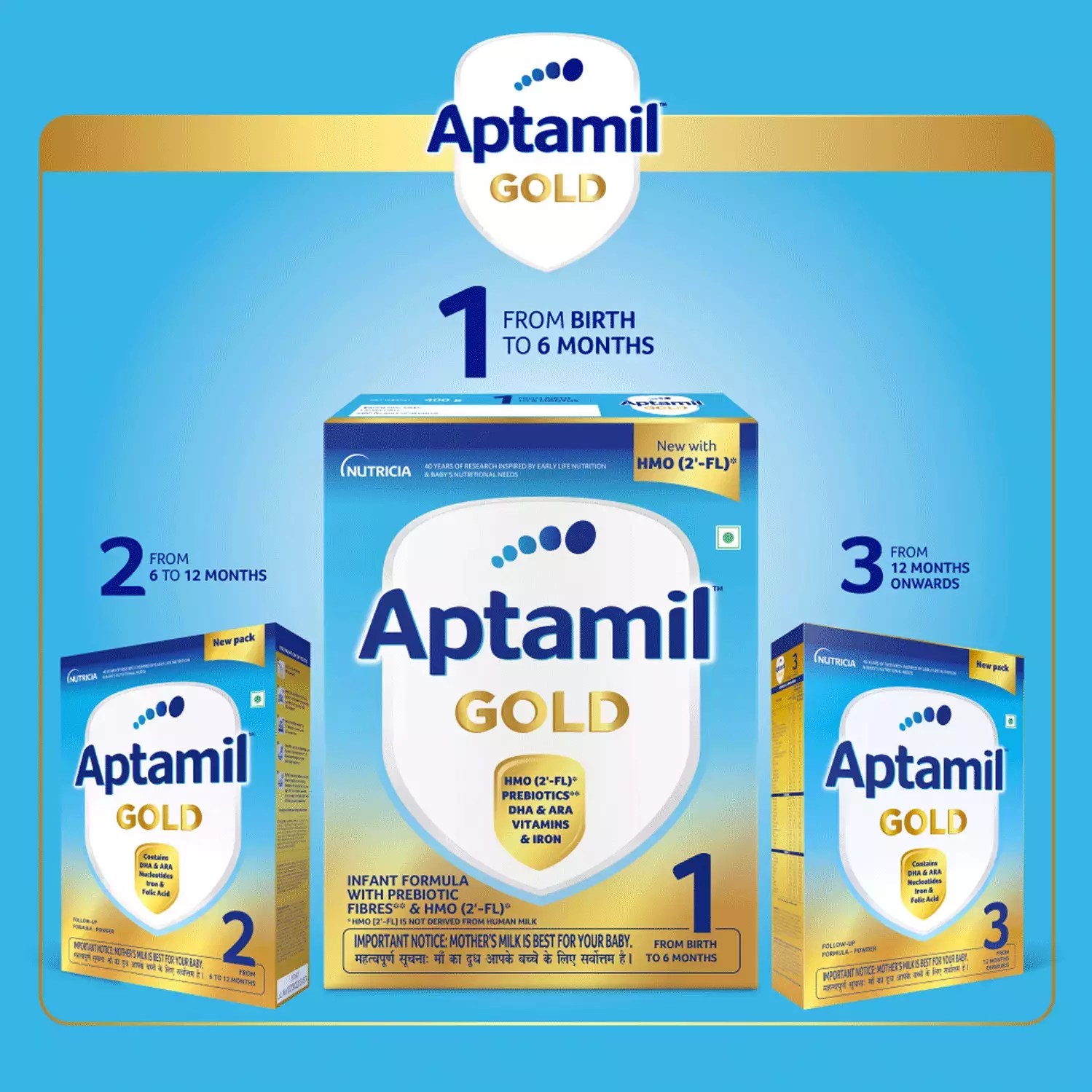 Nutricia International Aptamil Gold Stage 1 Infant Formula Powder with Prebiotic (Tin) (400g)