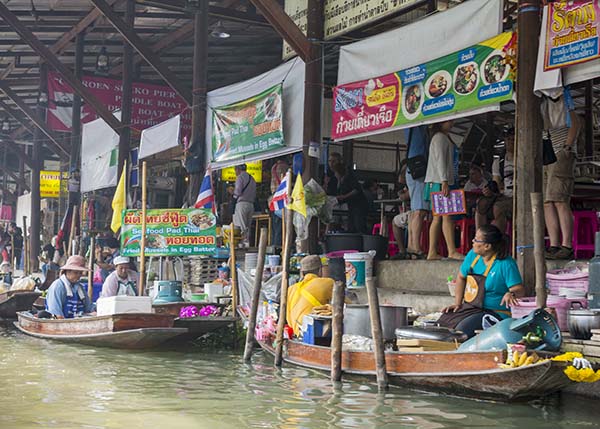 Vendors on boats