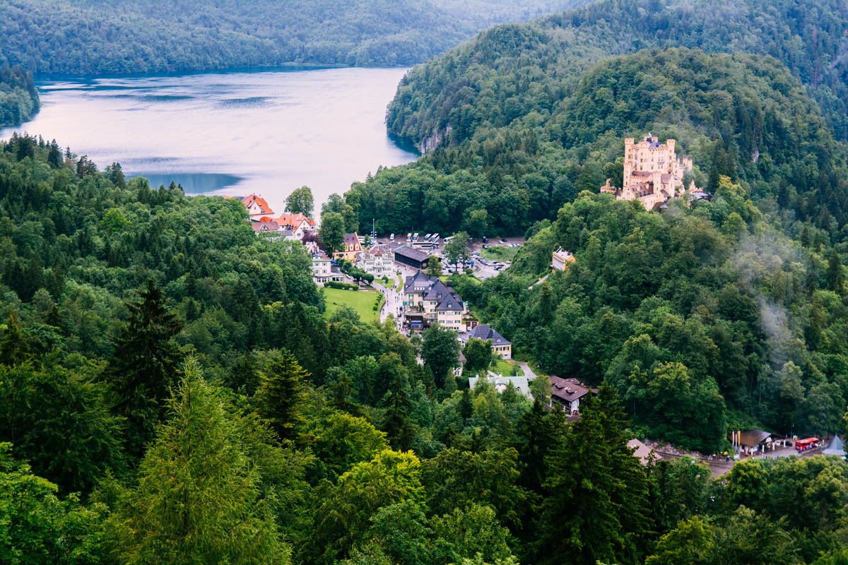 The town of Hohenschwangau and Hohenschwangau castle