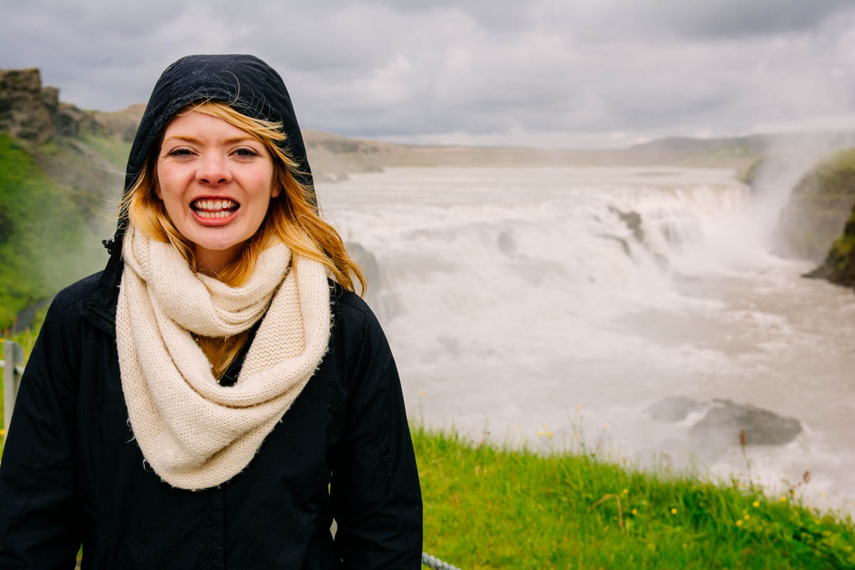 Nicole at Gullfoss Waterfall