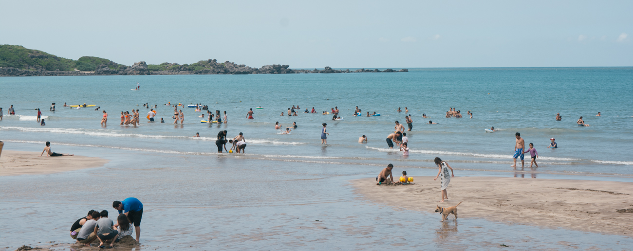 Beach goers enjoying the water