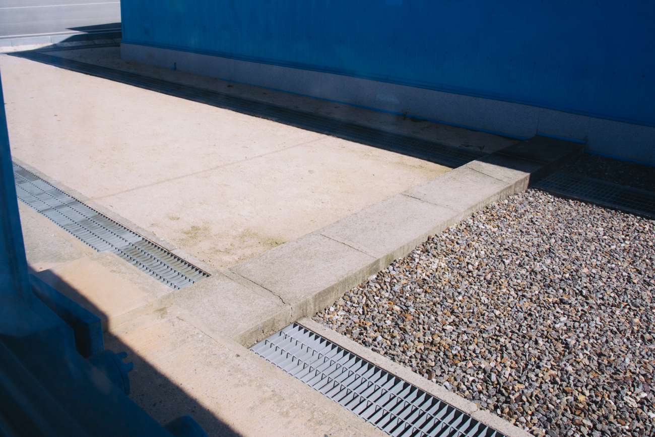 The concrete block is the border between North and South Korea