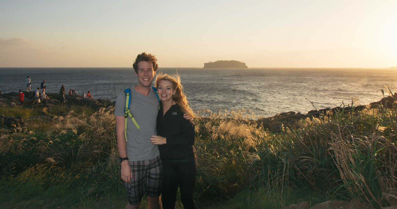 Walking back from cliff diving