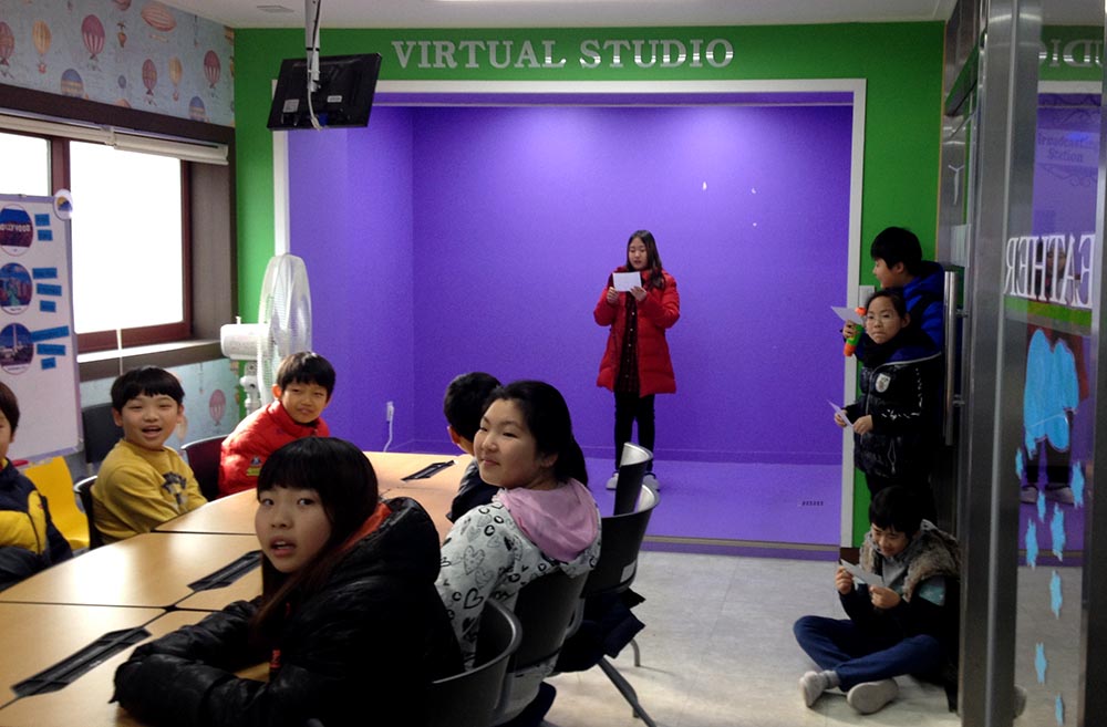 Student's practicing in the broadcast room