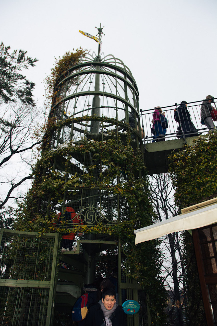 Spiral staircase to the roof