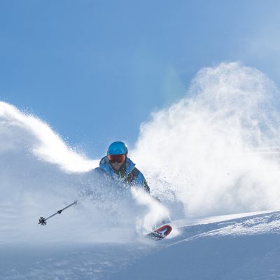 Powder turn in the Swiss Alps