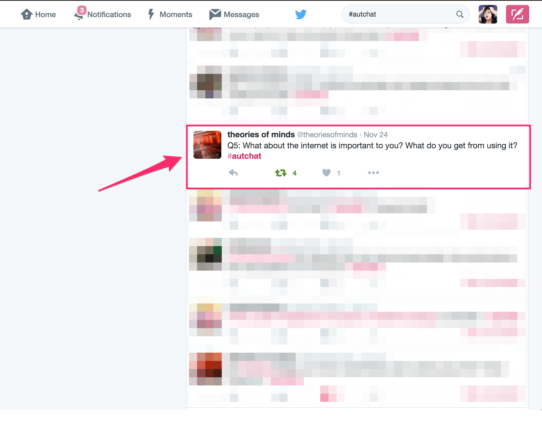 Screenshot of Q5 in an autchat