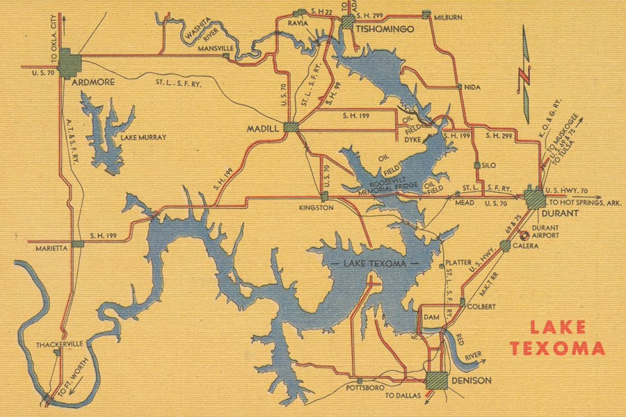 Two Is Better Than One Authentic Texas I29 Yonder Texoma Postcard Map 