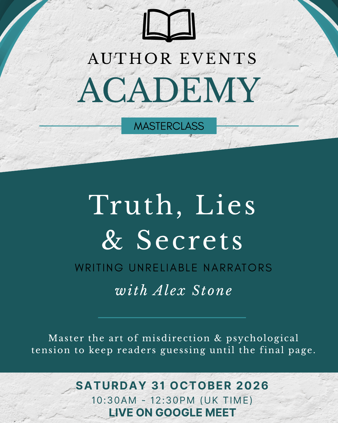Author Events Academy Masterclass: Writing Unreliable Narrators