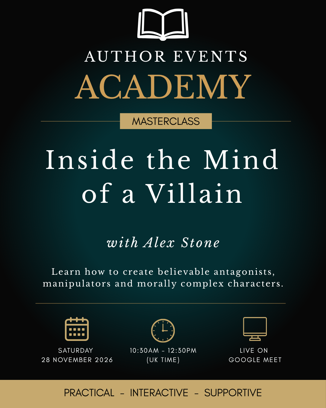Author Events Academy Masterclass: Inside the Mind of a Villain