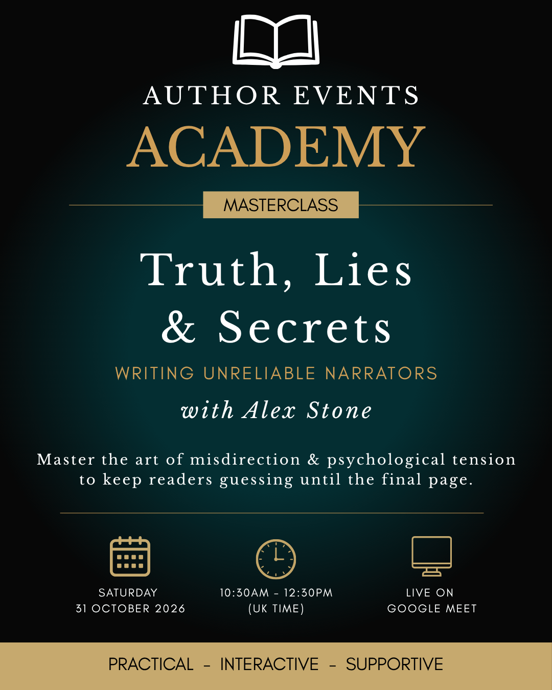 Author Events Academy Masterclass: Writing Unreliable Narrators