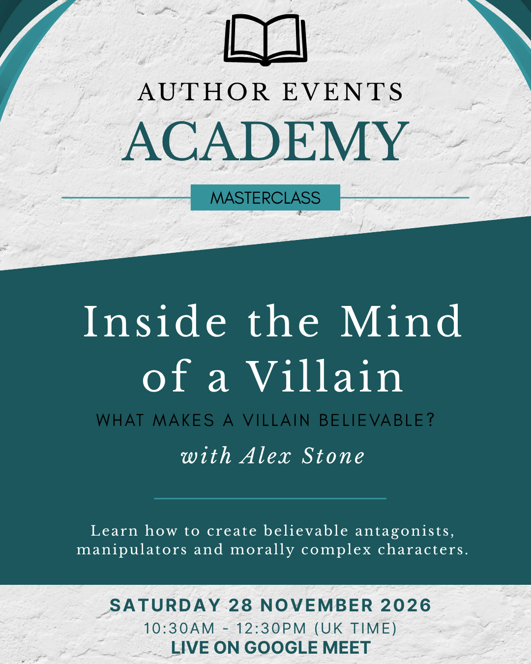 Author Events Academy Masterclass: Inside the Mind of a Villain