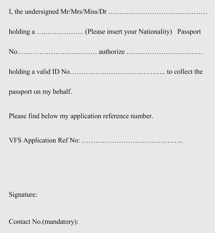 Sample Authorization Letter Template Format For Passport Authorization Letter