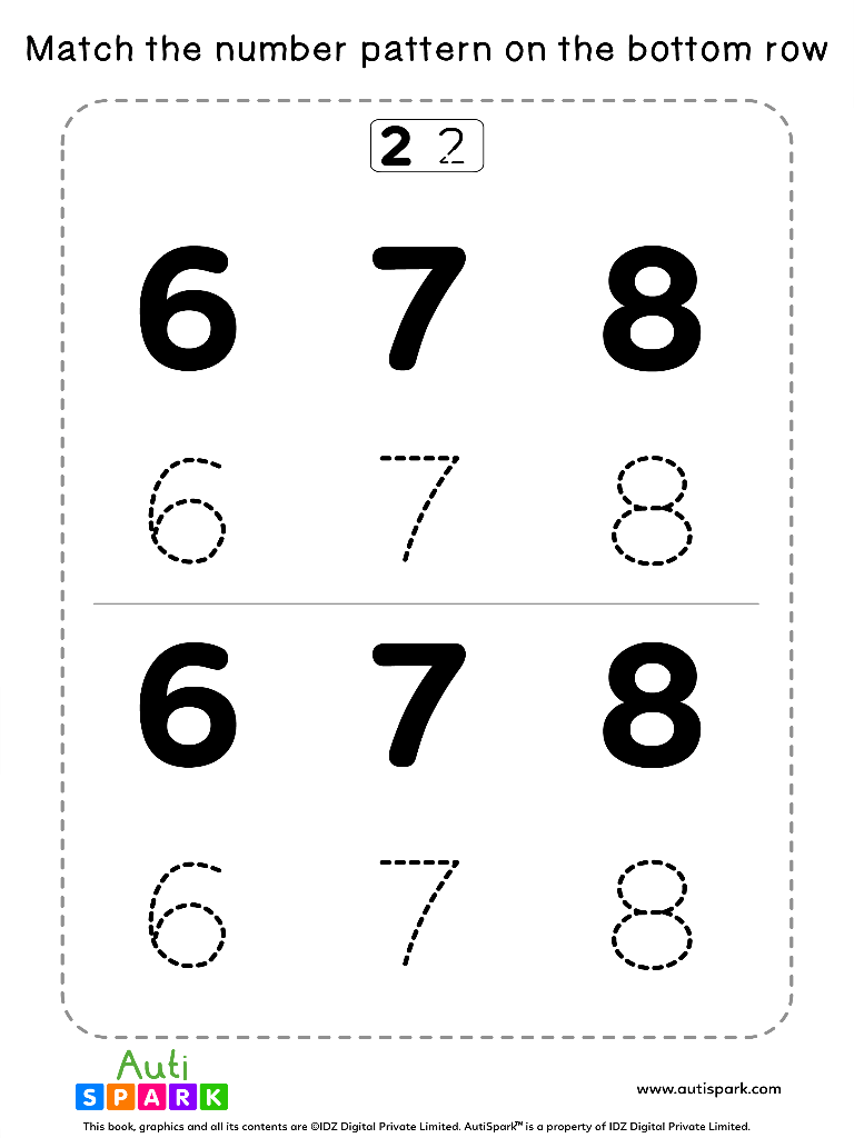 Fun Number Patterns Worksheet #11 – Trace the Numbers - AutiSpark