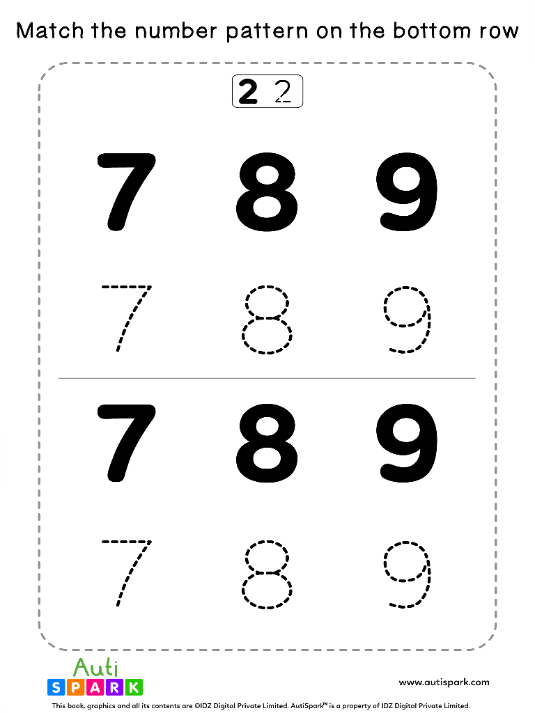 Fun Number Patterns Worksheet #12 – Trace the Numbers - AutiSpark