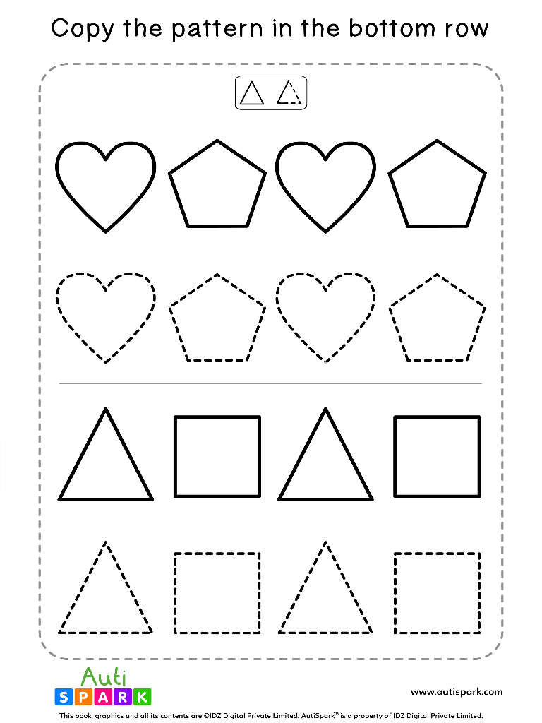 Tracing Shapes Free Worksheet #05 – Match Shape Patterns - AutiSpark