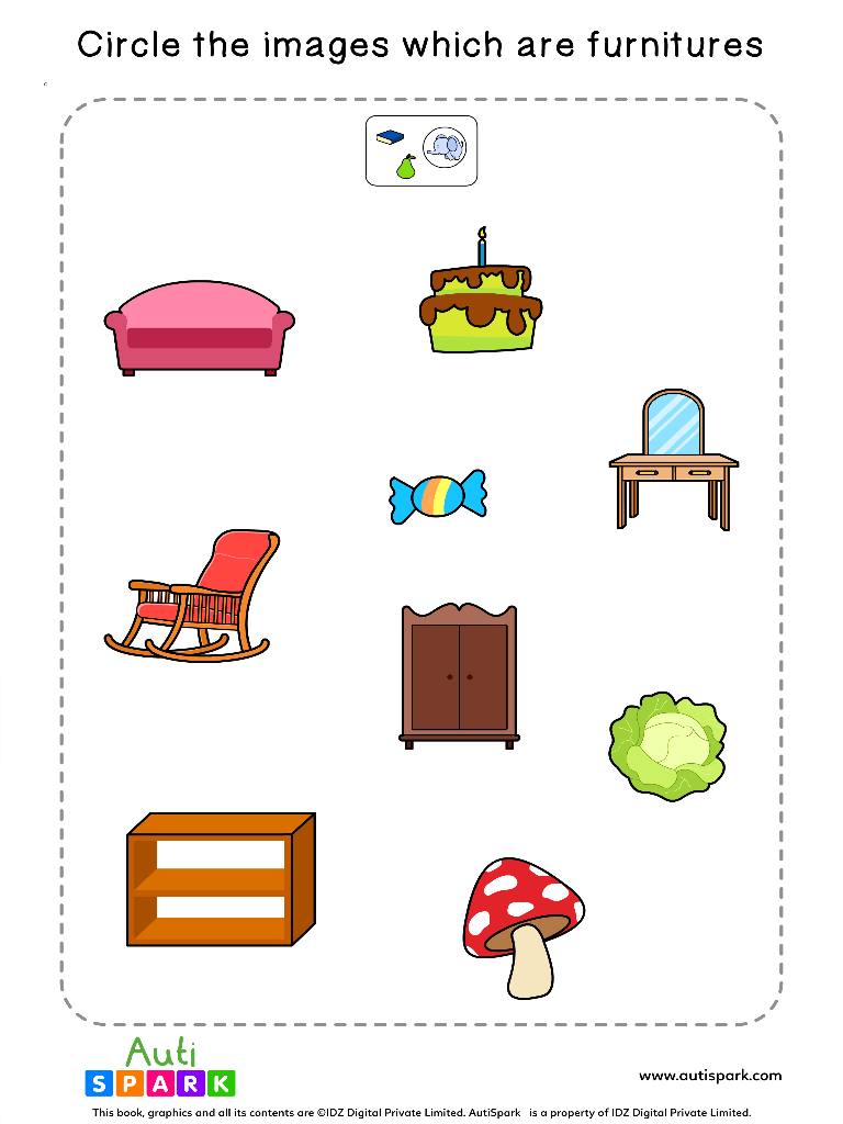 Sorting Furniture Free Worksheet - #05 - AutiSpark