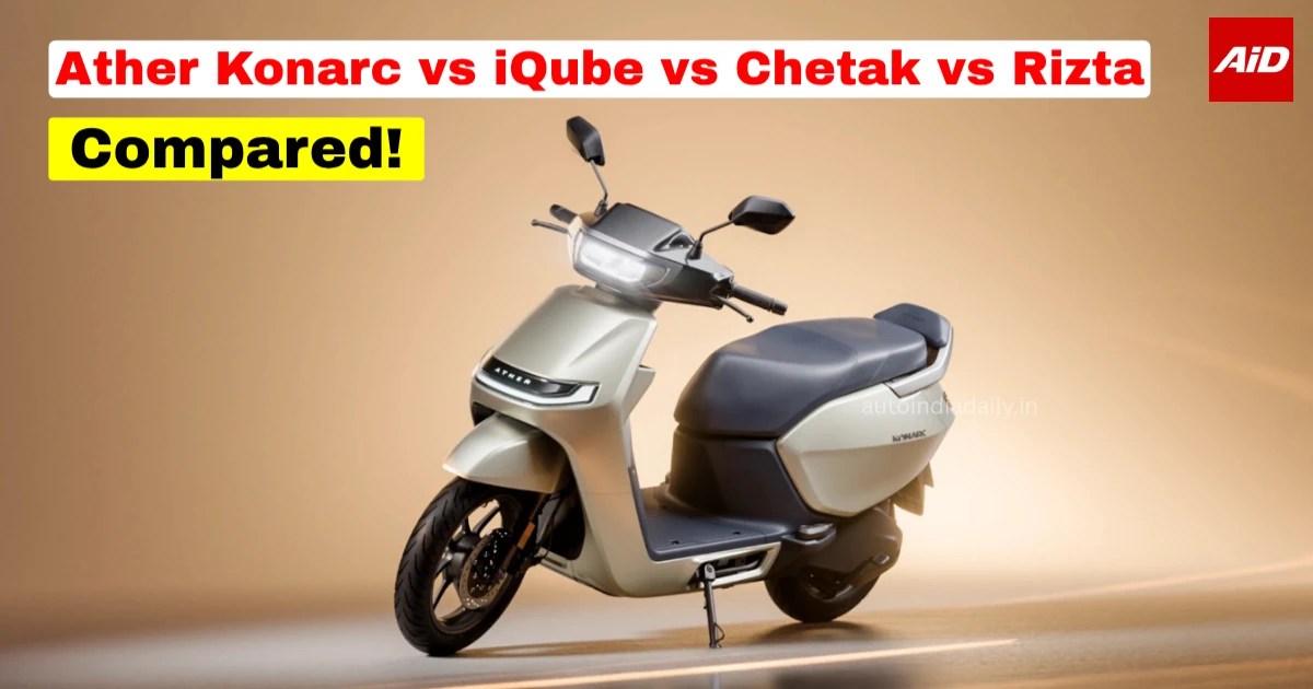 Ather Konarc vs Rivals comparison image featuring the Ather Konarc electric scooter.
